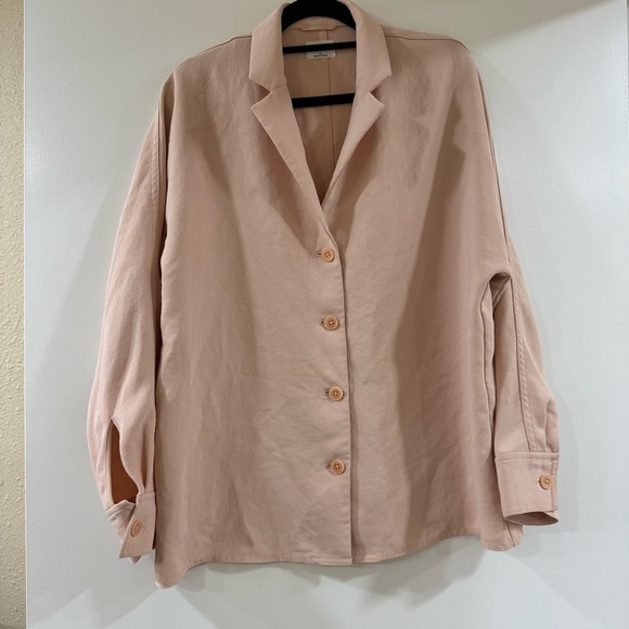 Aritzia Freeform Wilfred Button Up Shirt Oversized Size XS Pale Blush Pink - Picture 2 of 8